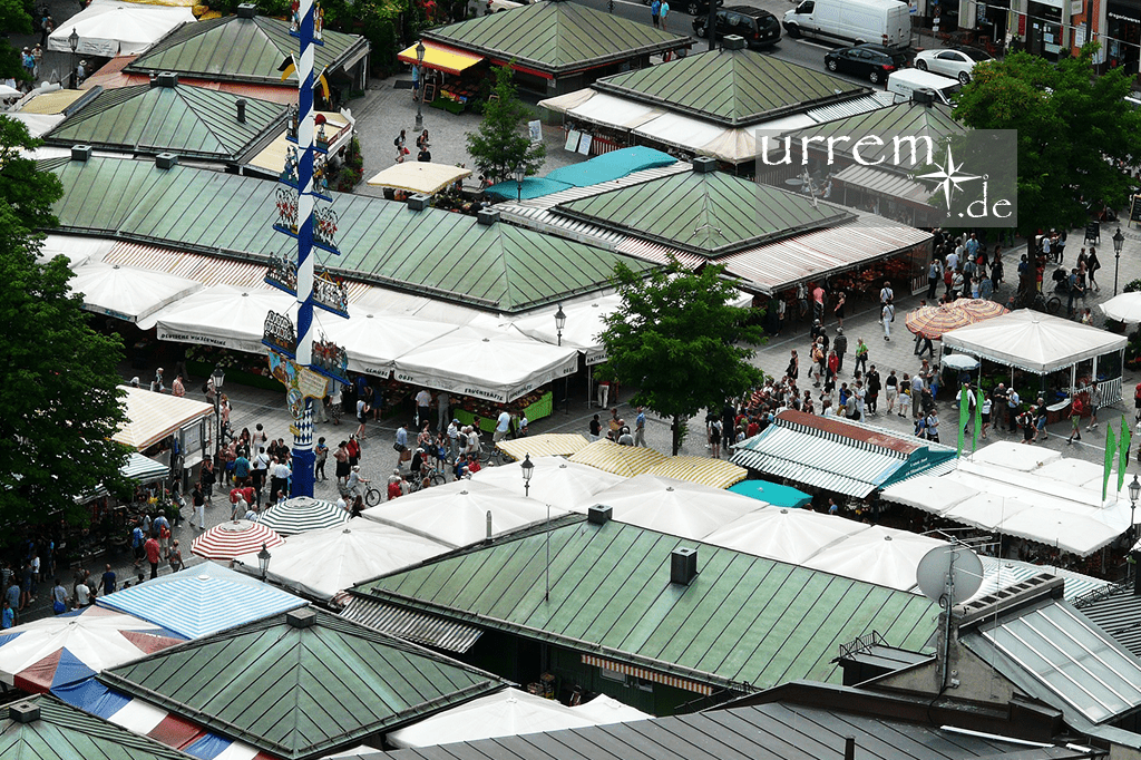 Der Viktualienmarkt München ist eines der Wahrzeichen und liegt im Stadtzentrum