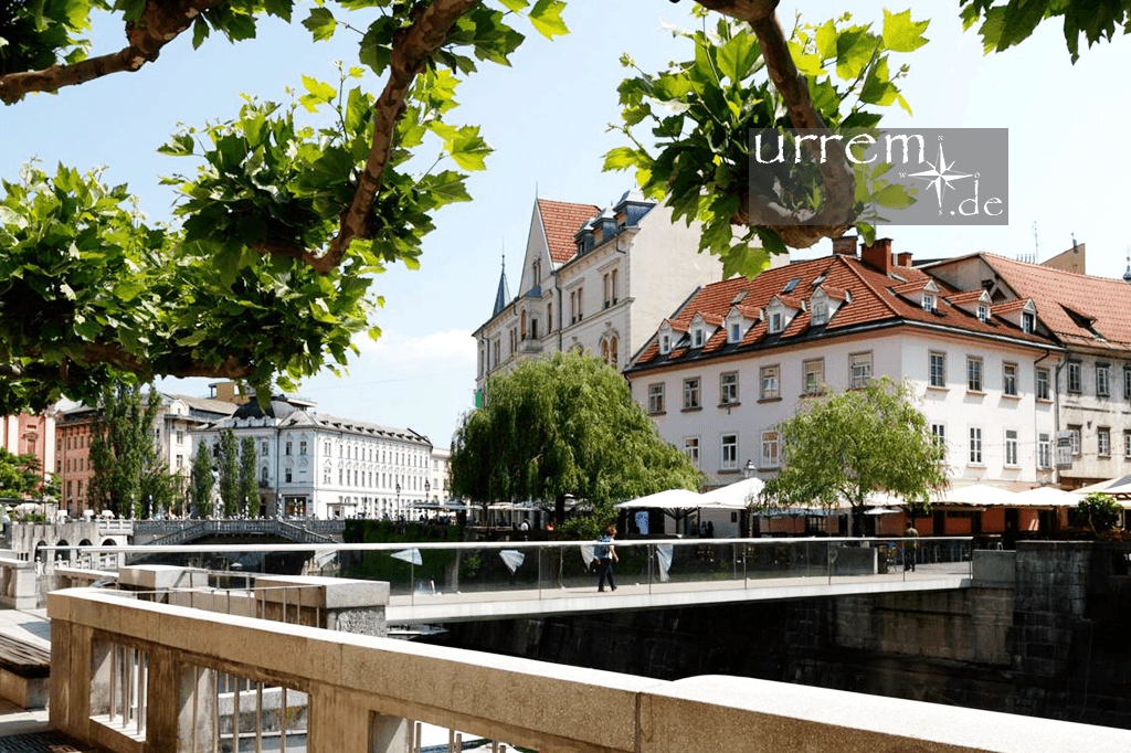 Die vielen Br&uuml;cken &uuml;ber den Fluss fallen in Ljubljana sofort auf. Zudem ist alles gr&uuml;n und die Menschen sehr freundlich.