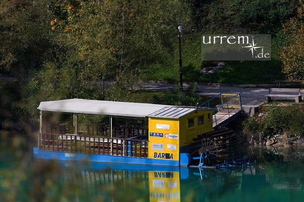 Most na Soci und sein See mit dem Schaufelrad-Dampfer