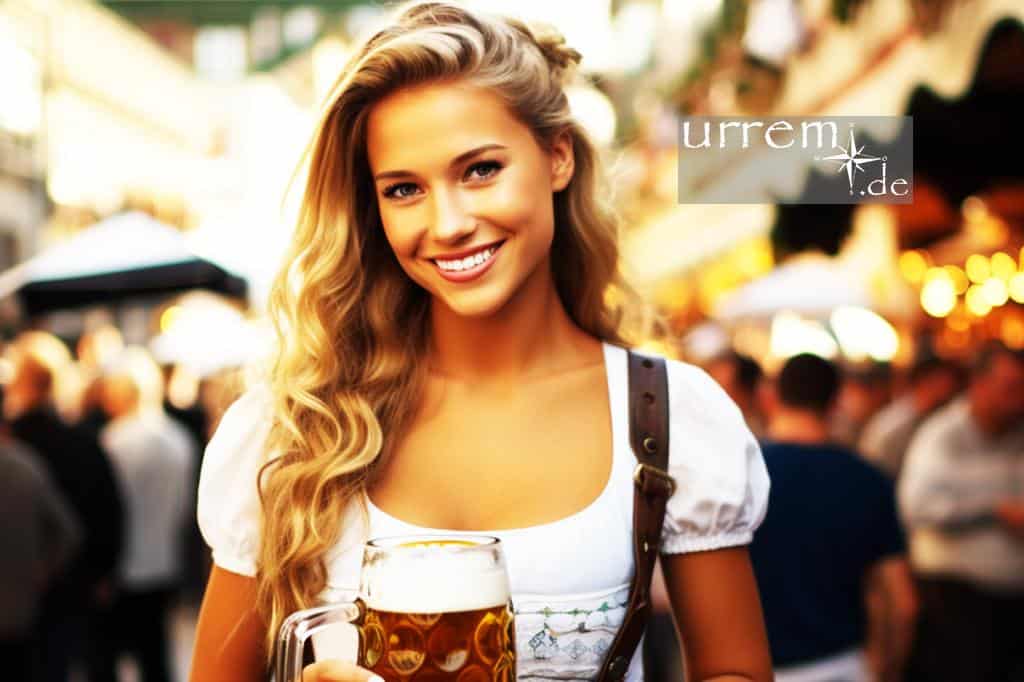 Oktoberfest München Oide Wiesn Volksfest Alte Wiese 2 Frau mit einer Maß Bier auf dem Oktoberfest, der Oiden Wiesn